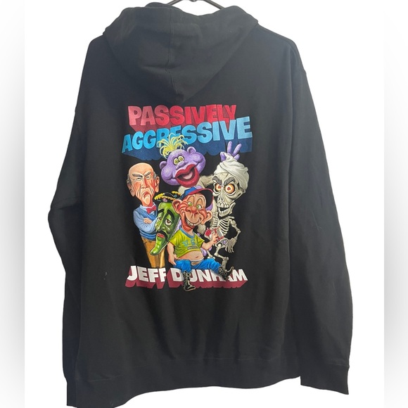 Jeff Dunham Passively Aggressive Hoodie Full Zip Sweatshirt Mens XL Black - Picture 2 of 5
